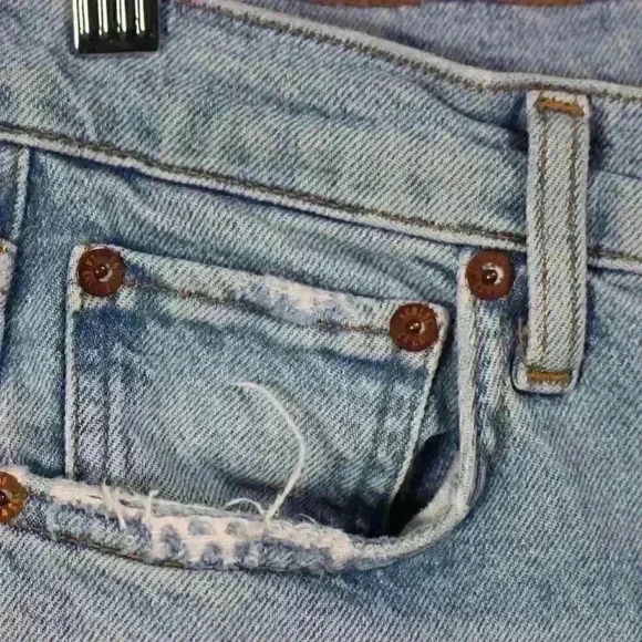 AGOLDE Merrel Straight Midwash Light Blue Raw Hem Jeans Women 25 - Picture 8 of 12